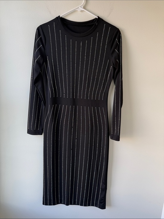 Dresses & Skirts - Black Long-Sleeve Studded Sheath Dress